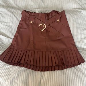 Zara Pleated Leather Skirt